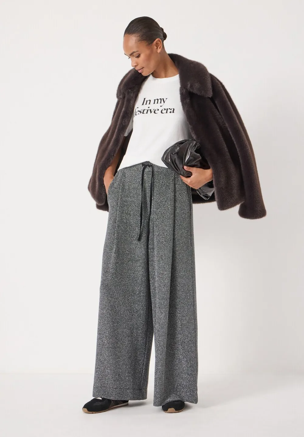 hush Joggers & Leggings|Trousers|Taylor Metallic Wide Leg Trouser Silver Metallic