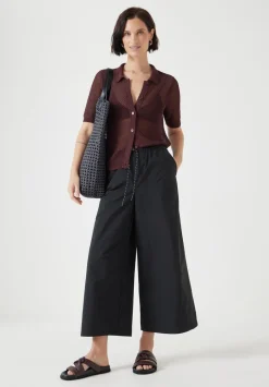 hush Trousers|Technical Melissa Wide Leg Cropped Trousers Black