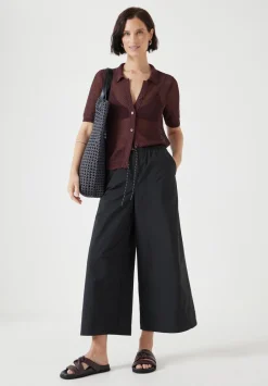 hush Trousers|Technical Melissa Wide Leg Cropped Trousers Black