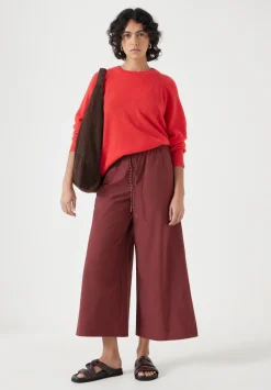 hush Trousers|Technical Melissa Wide Leg Cropped Trousers Oxblood Red