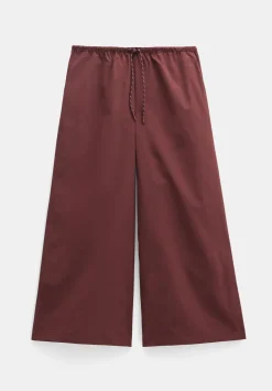 hush Trousers|Technical Melissa Wide Leg Cropped Trousers Oxblood Red