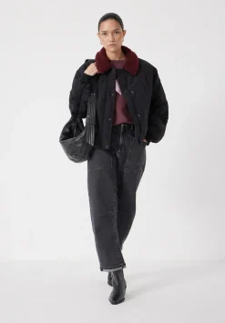 hush Jackets & Coats|Teddy Collar Quilted Bomber Black