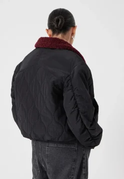 hush Jackets & Coats|Teddy Collar Quilted Bomber Black