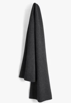 hush Scarves|Teresa Ribbed Cashmere Scarf Charcoal Grey
