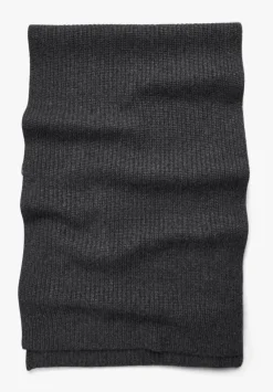 hush Scarves|Teresa Ribbed Cashmere Scarf Charcoal Grey