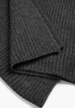 hush Scarves|Teresa Ribbed Cashmere Scarf Charcoal Grey