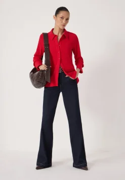 hush Tops & T-Shirts|Textured Slim Shirt Bright Red
