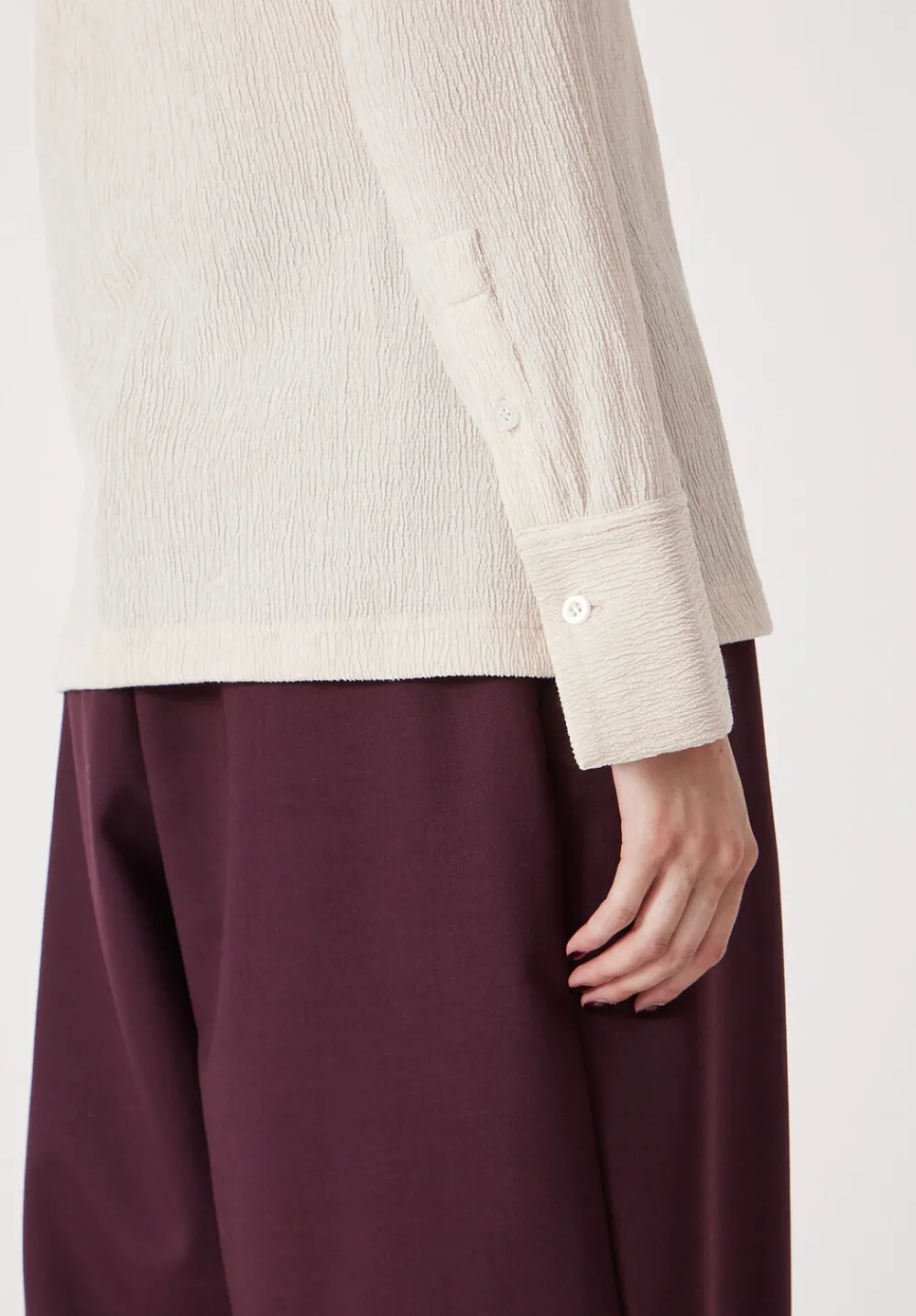 hush Tops & T-Shirts|Textured Slim Shirt Almond