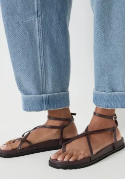 hush Sandals|Flats|Thea Strappy Leather Sandals Burgundy Red