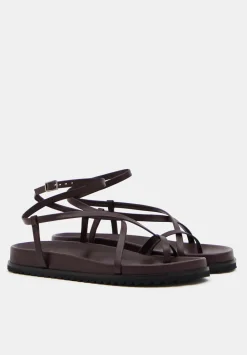 hush Sandals|Flats|Thea Strappy Leather Sandals Burgundy Red
