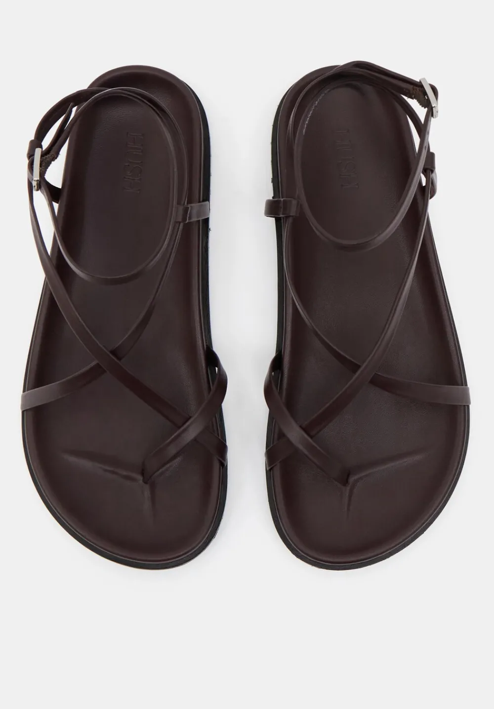 hush Sandals|Flats|Thea Strappy Leather Sandals Burgundy Red