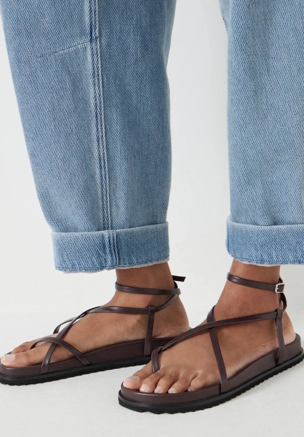 hush Sandals|Flats|Thea Strappy Leather Sandals Burgundy Red