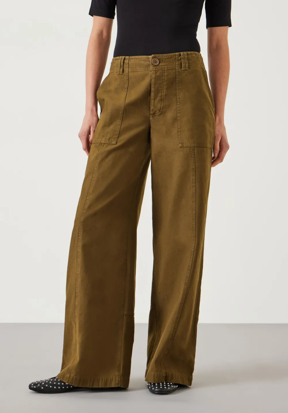 hush Trousers|Thea Wide Leg Trousers Olive