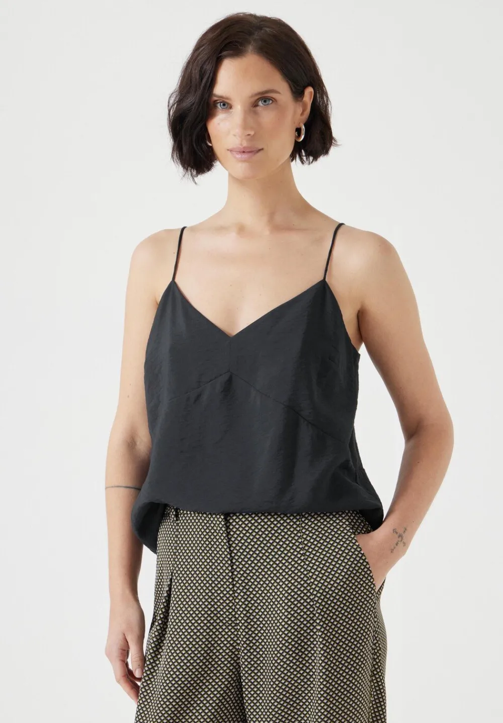 hush Tops & T-Shirts|Thin Strap V-Neck Cami Black