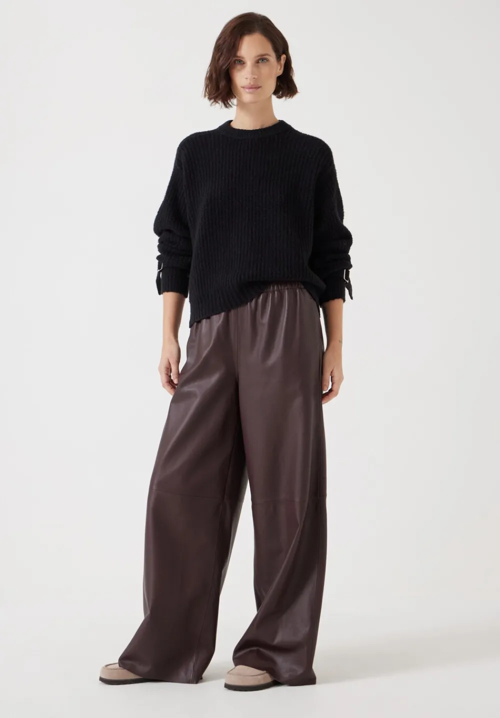 hush Jumpers & Cardigans|Tie and Buckle Detail Textured Knitted Jumper Black