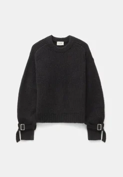 hush Jumpers & Cardigans|Tie and Buckle Detail Textured Knitted Jumper Black