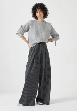 hush Jumpers & Cardigans|Tie and Buckle Detail Textured Knitted Jumper Grey Marl
