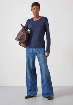 hush Tops & T-Shirts|Tie Back Seamed Top Midnight Navy