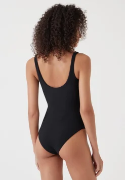 hush Swimwear & Beachwear|Tie Front Texture Swimsuit Black
