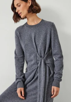 hush Dresses|Tilly Tie Waist Merino Wool Midi Dress Grey Marl