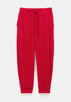 hush Joggers & Leggings|Trousers|Towelling Barrel Leg Pleat Joggers Bright Red