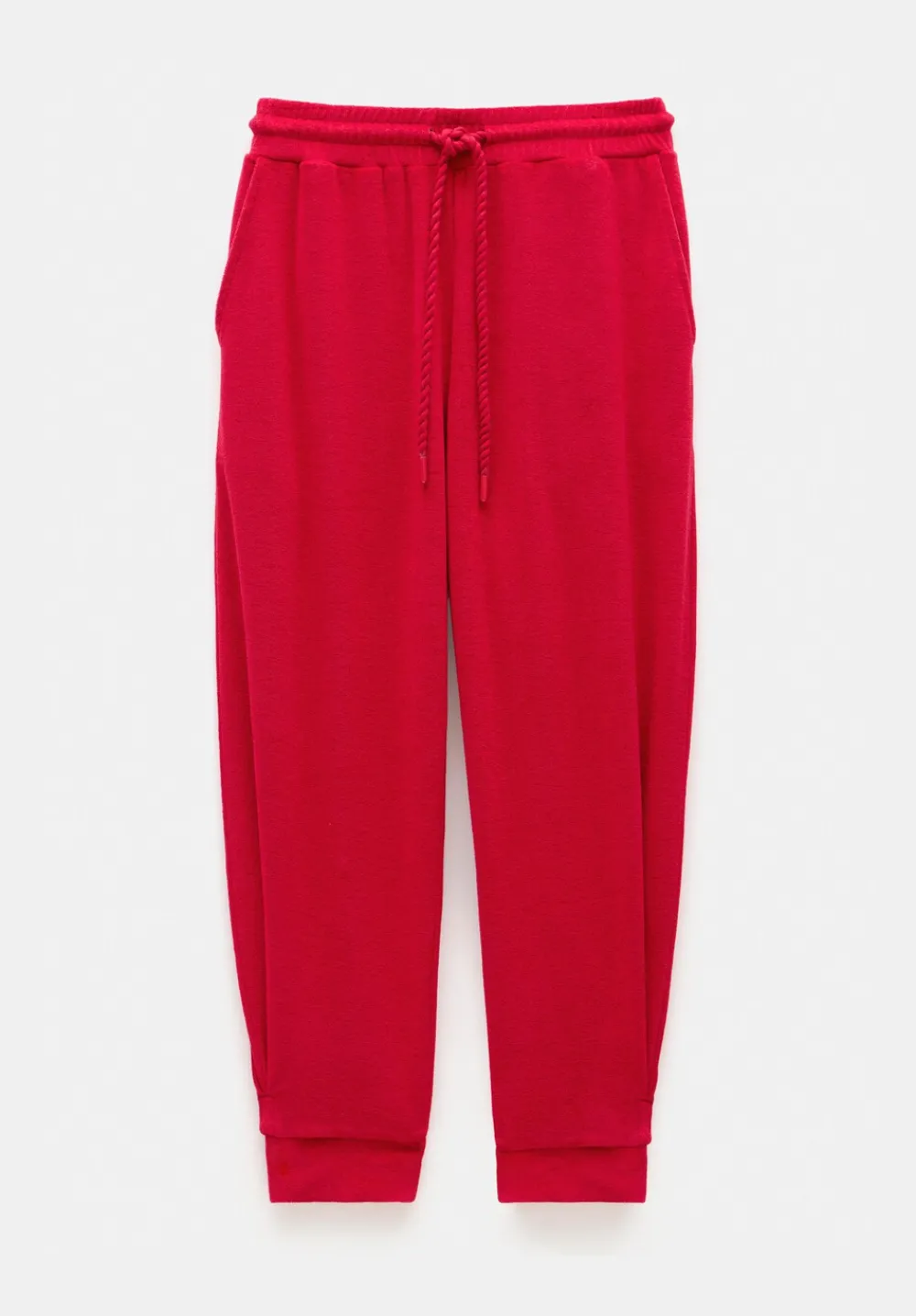 hush Joggers & Leggings|Trousers|Towelling Barrel Leg Pleat Joggers Bright Red