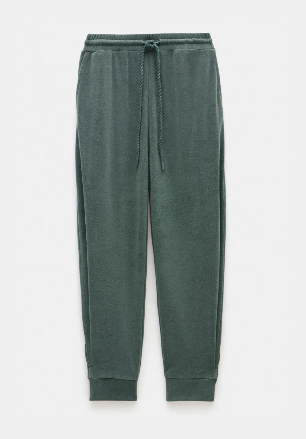 hush Trousers|Joggers & Leggings|Towelling Barrel Leg Pleat Joggers Sage Green