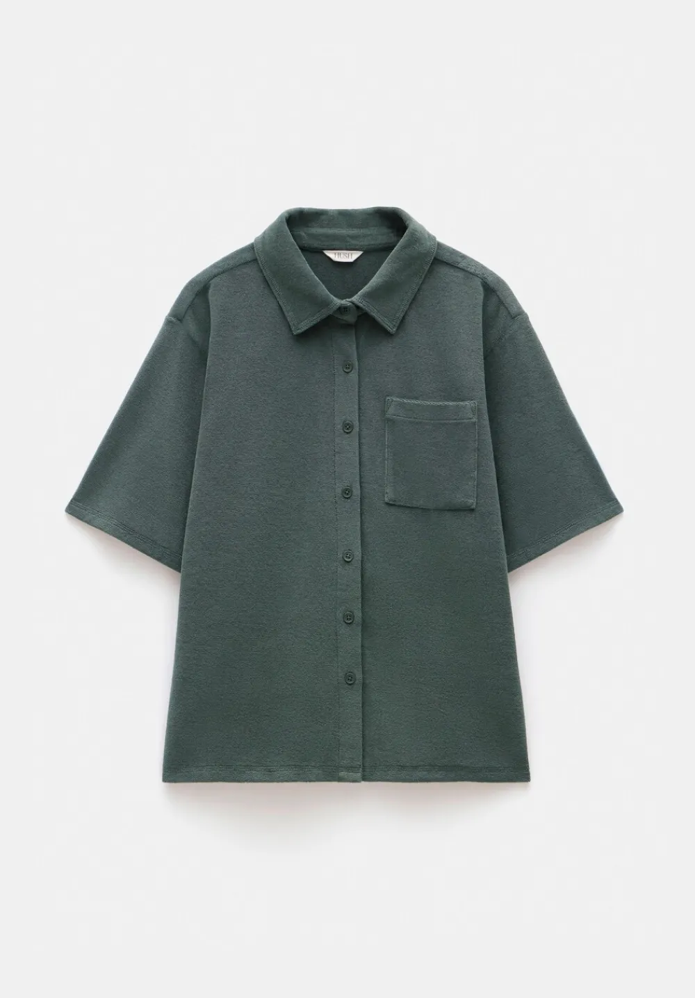 hush Tops & T-Shirts|Towelling Short Sleeve Shirt Sage Green