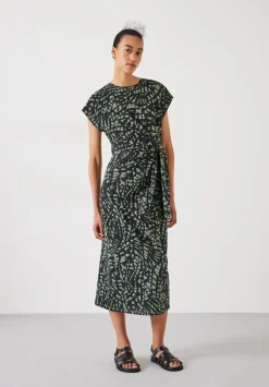 hush Dresses|Trinny Jersey Midi Dress Abstract Boho Charcoal