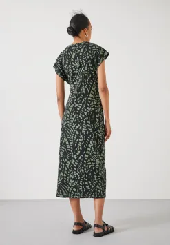 hush Dresses|Trinny Jersey Midi Dress Abstract Boho Charcoal