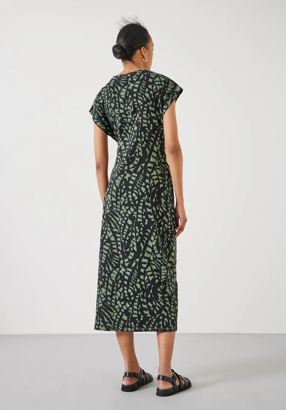 hush Dresses|Trinny Jersey Midi Dress Abstract Boho Charcoal