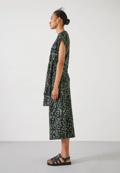 hush Dresses|Trinny Jersey Midi Dress Abstract Boho Charcoal