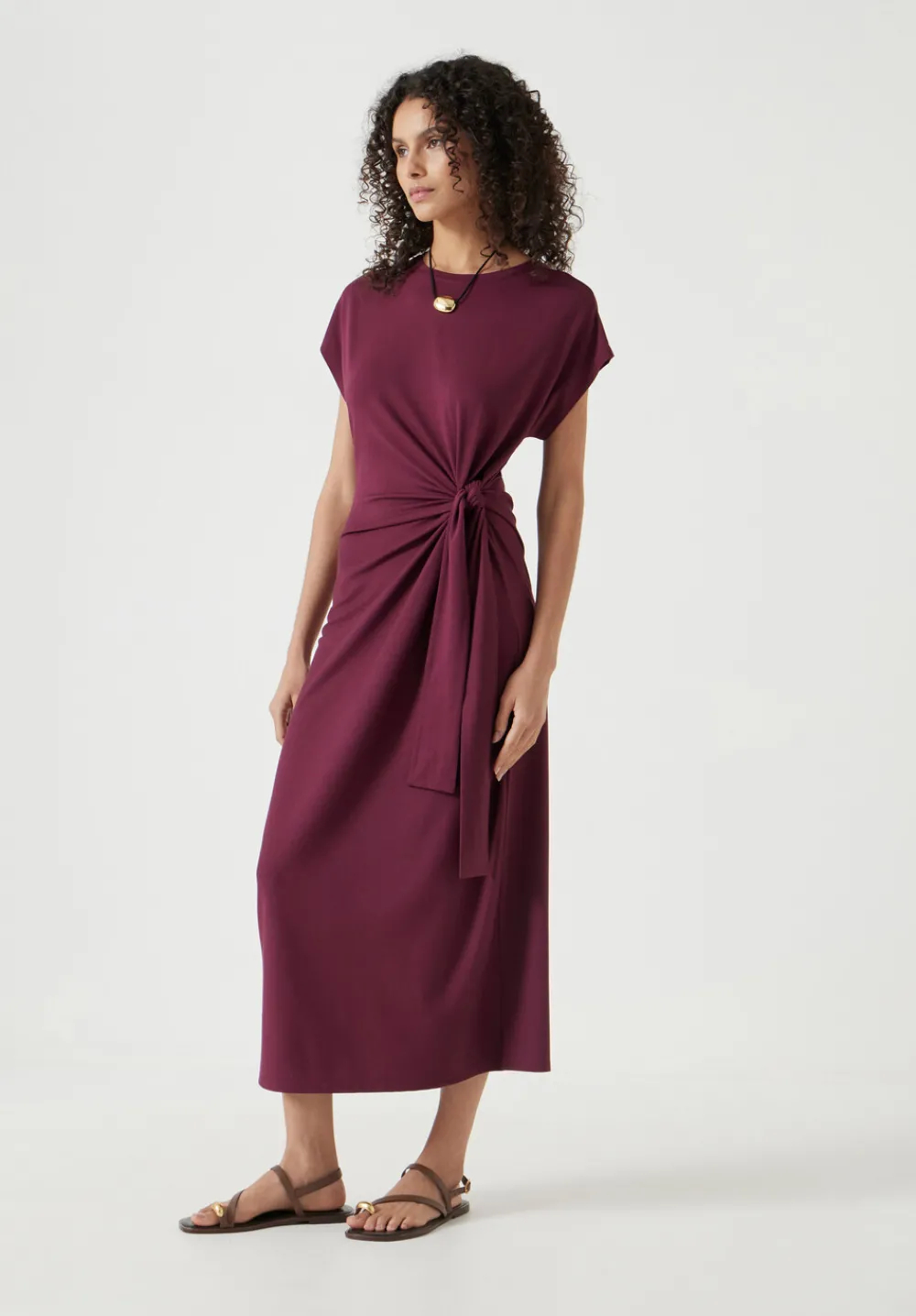 hush Dresses|Trinny Jersey Midi Dress Maroon Red