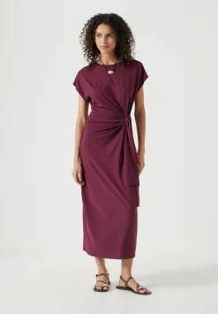 hush Dresses|Trinny Jersey Midi Dress Maroon Red