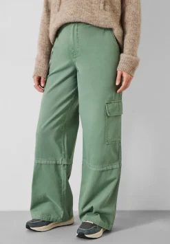 hush Trousers|Tulsy Wide Cargo Trousers Green