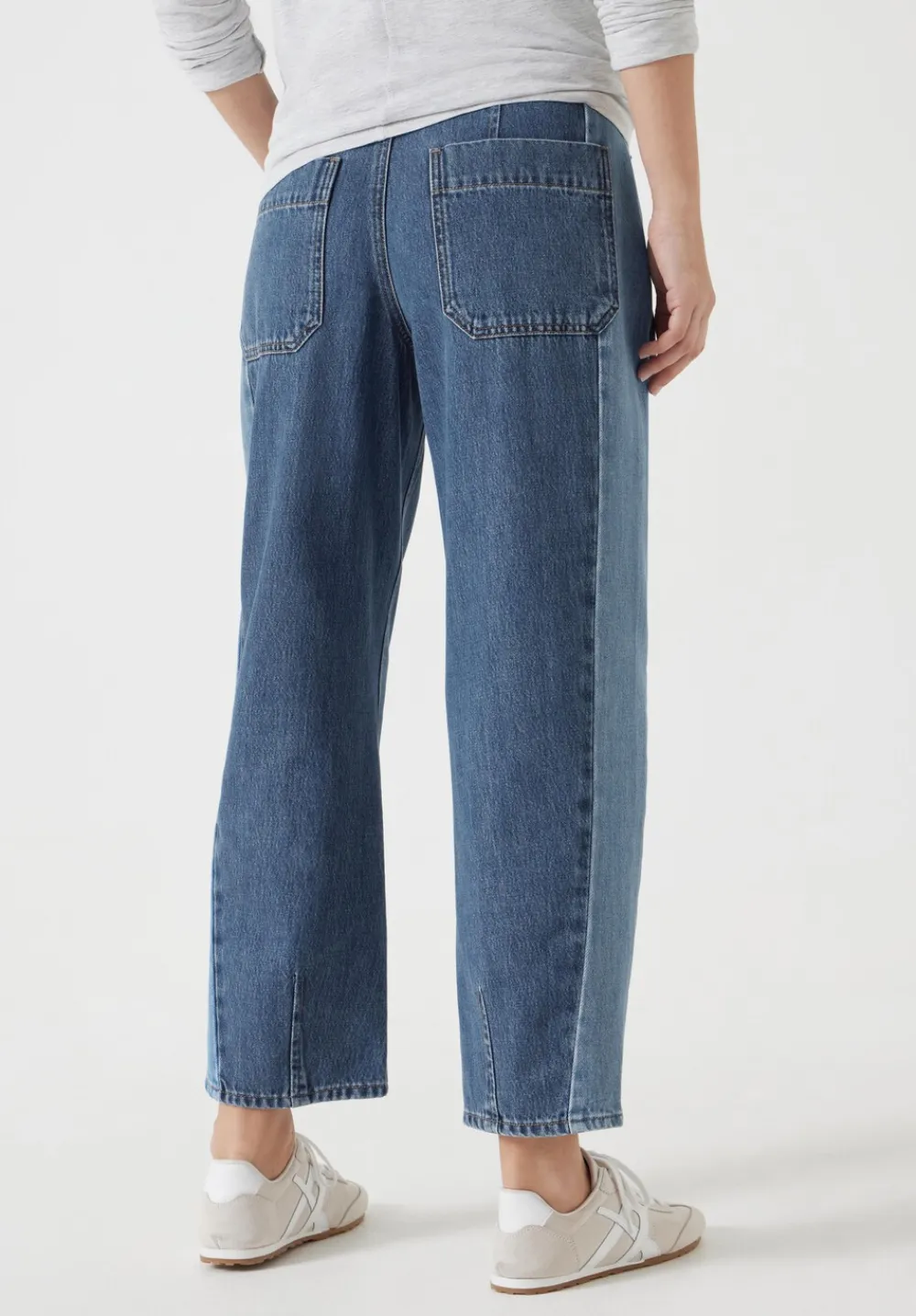 hush Jeans|Trousers|Two Tone Barrel Leg Jeans Blue Denim