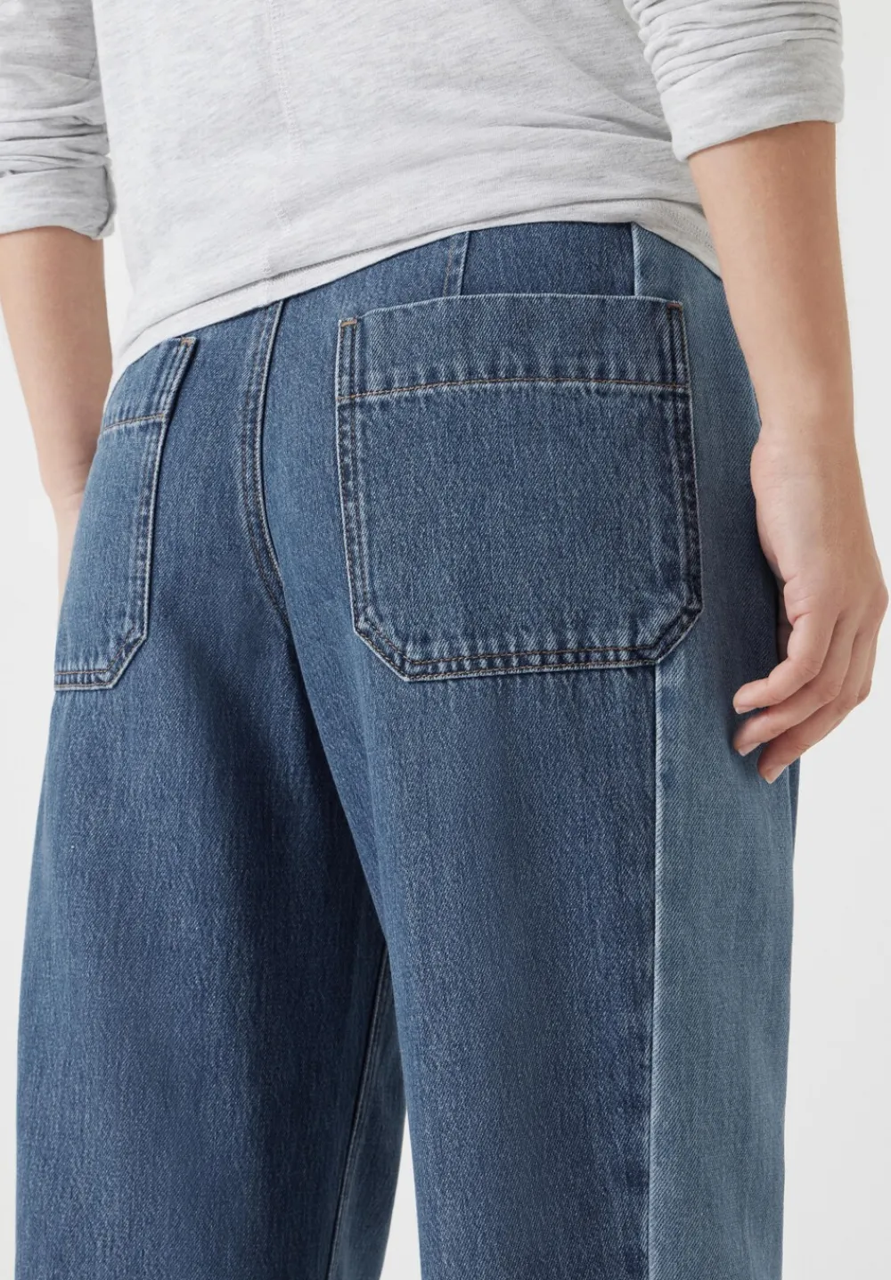 hush Jeans|Trousers|Two Tone Barrel Leg Jeans Blue Denim