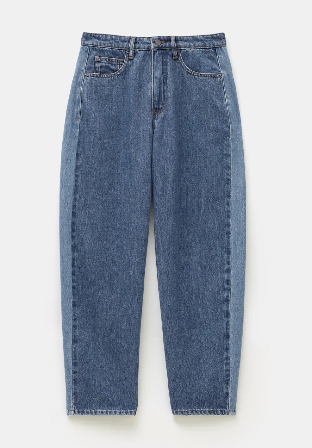 hush Jeans|Trousers|Two Tone Barrel Leg Jeans Blue Denim