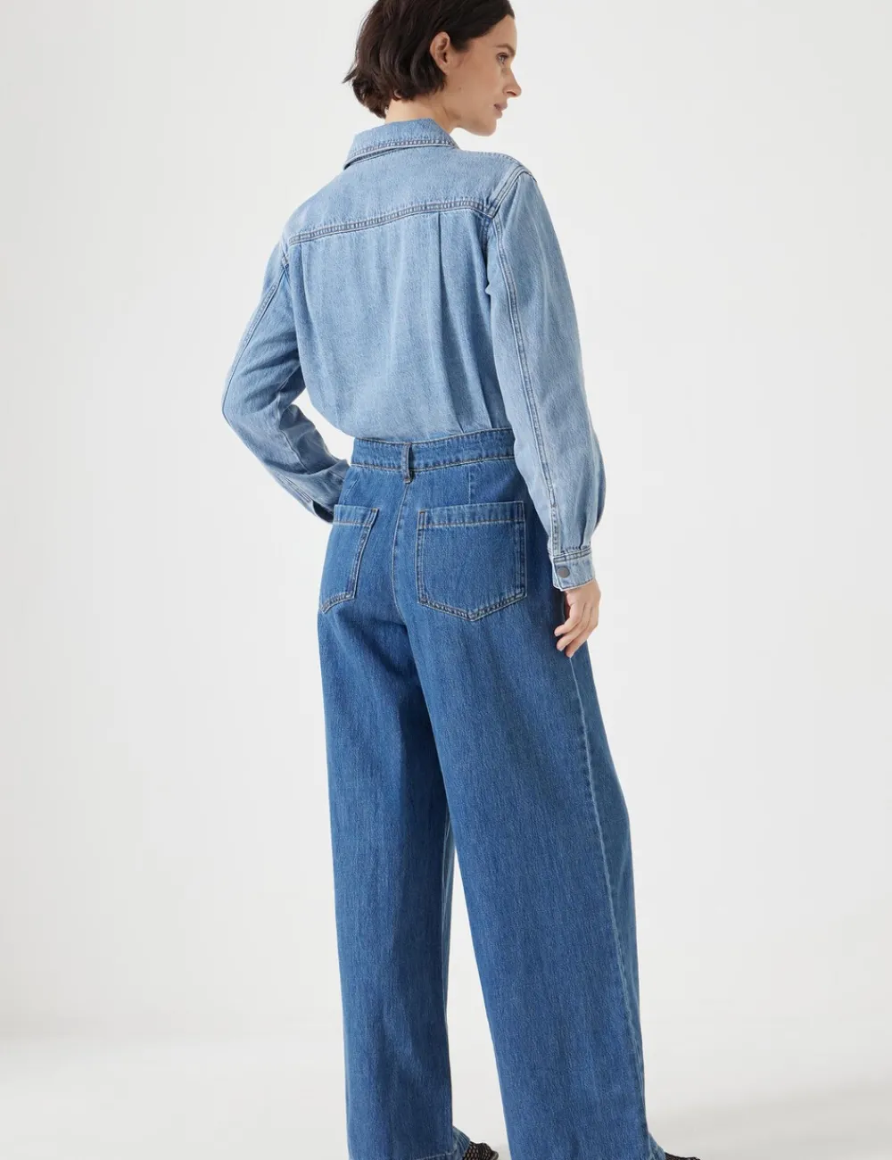 hush Jumpsuits|Dresses|Two Tone Evelyn Denim Jumpsuit Blue Denim