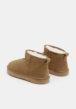 hush Slippers|Flats|Ultra Mini Sheepskin Boots Chestnut Beige
