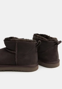 hush Slippers|Flats|Ultra Mini Sheepskin Boots Chocolate brown