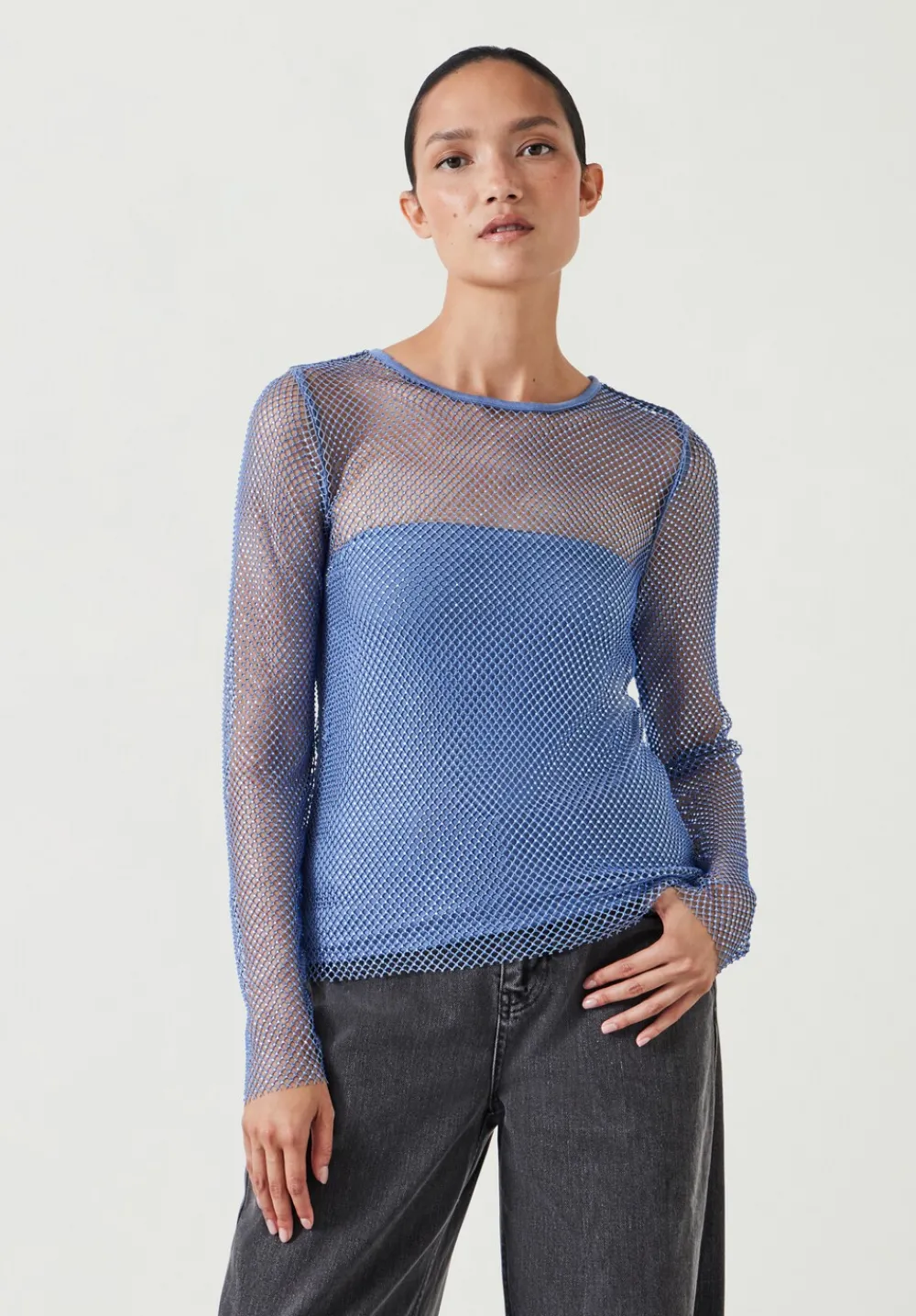 hush Tops & T-Shirts|Una Sparkle Long Sleeve Top Dusty Blue