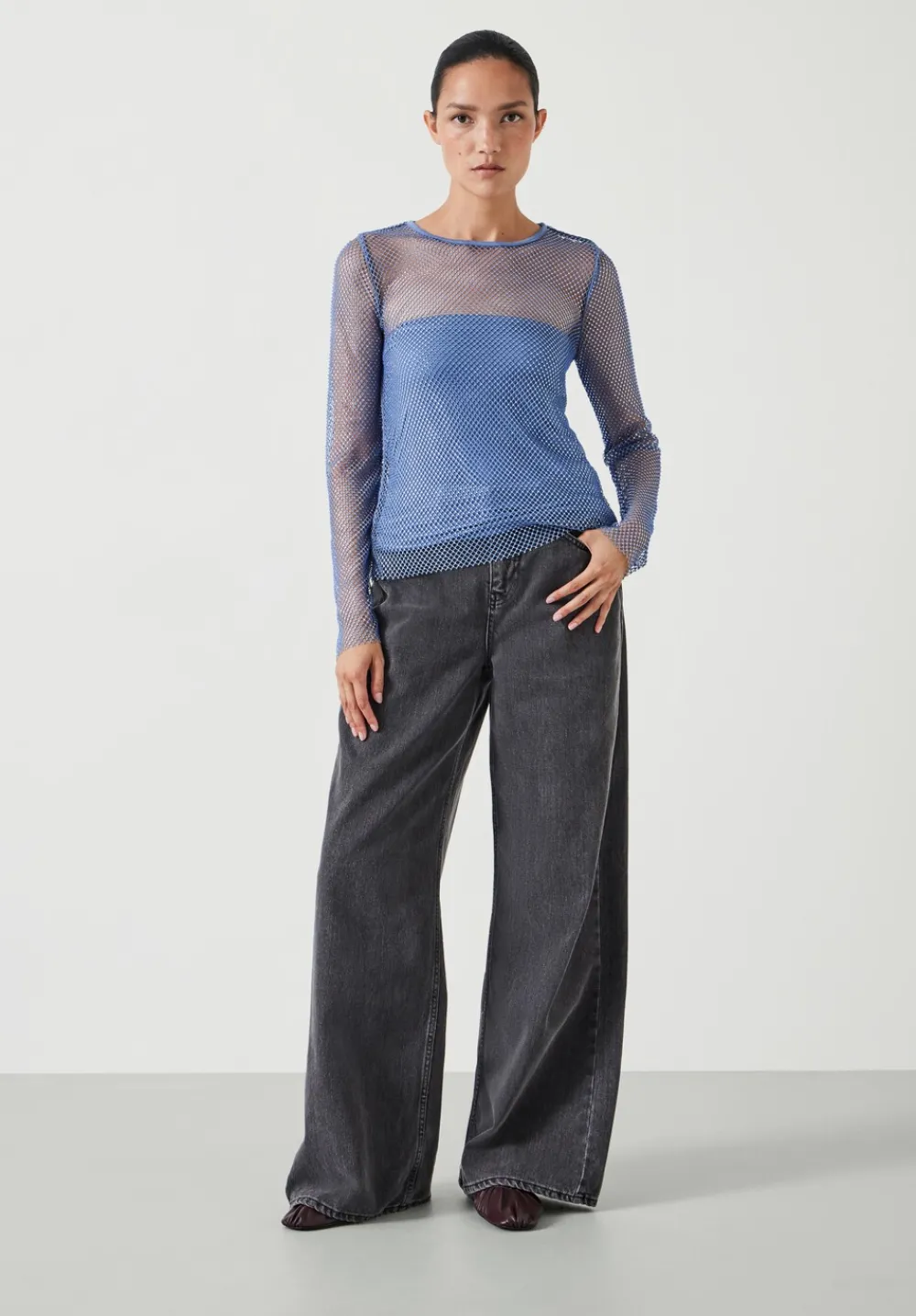 hush Tops & T-Shirts|Una Sparkle Long Sleeve Top Dusty Blue