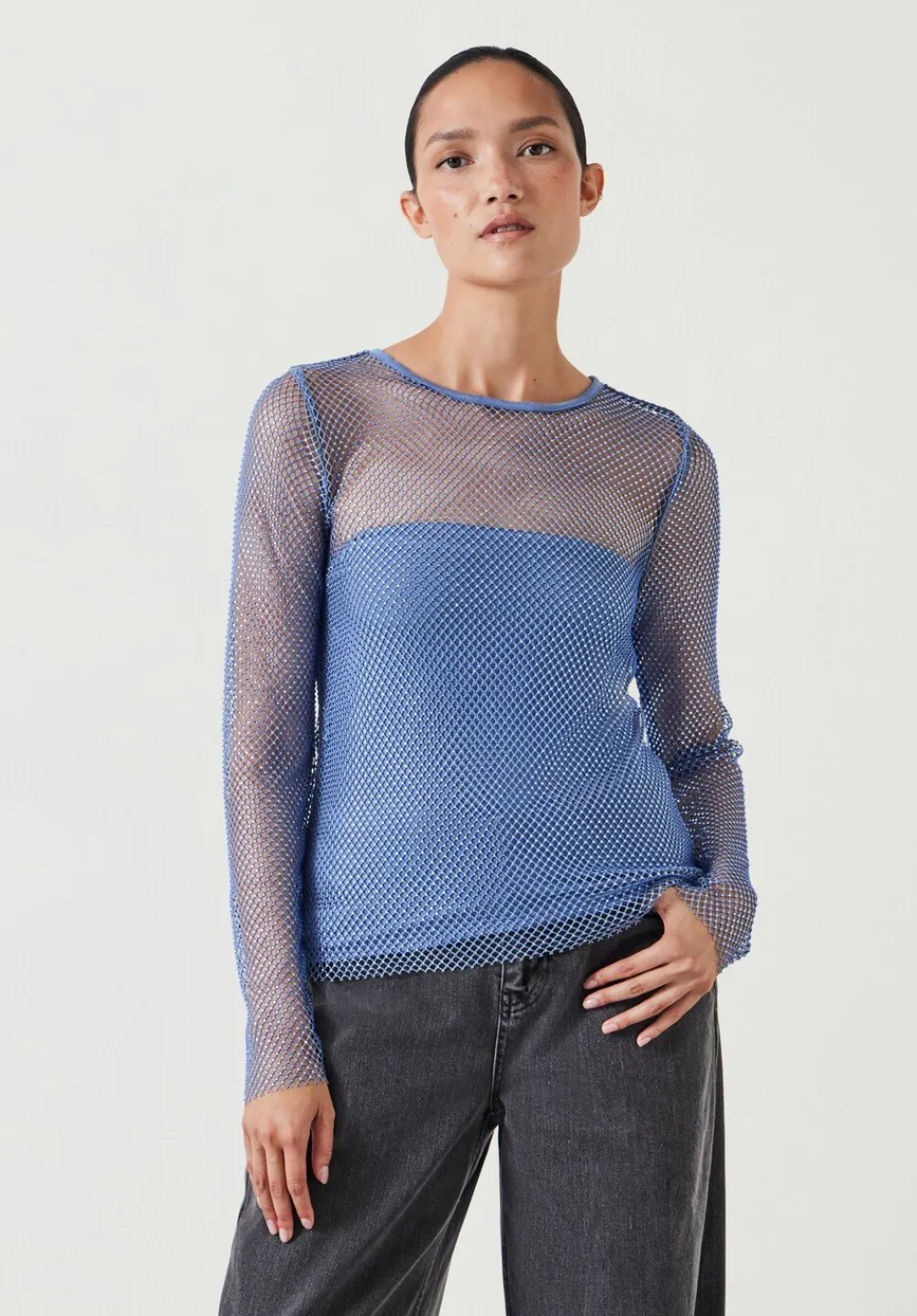 hush Tops & T-Shirts|Una Sparkle Long Sleeve Top Dusty Blue