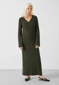 hush Dresses|Uralla Knitted Dress Dark Olive
