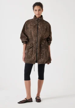 hush Jeans|Jackets & Coats|Utility Parka Jacket Brown Leopard Print