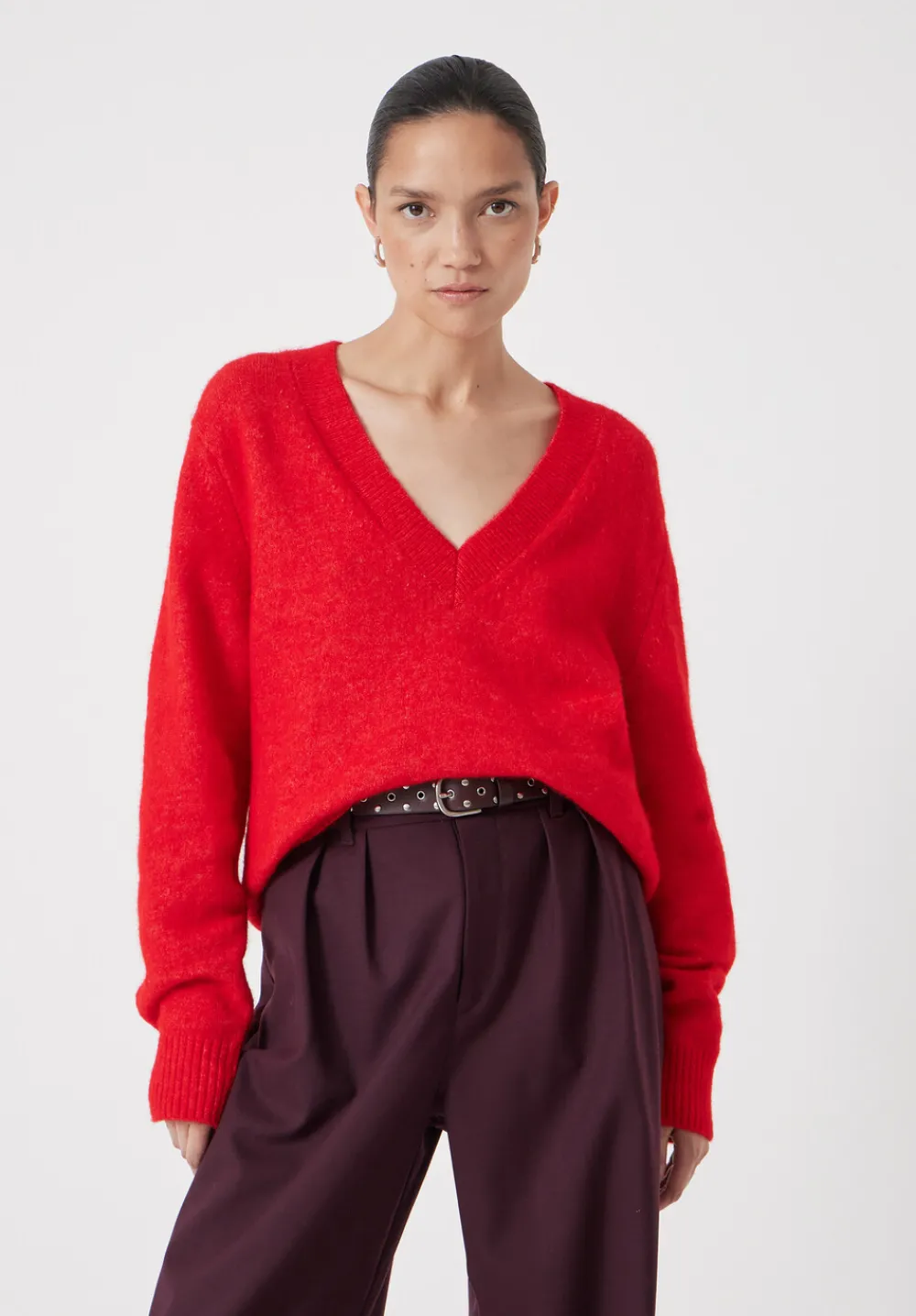 hush Jumpers & Cardigans|V Neck Wool Blend Jumper Bright Red
