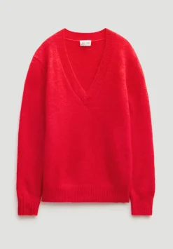 hush Jumpers & Cardigans|V Neck Wool Blend Jumper Bright Red