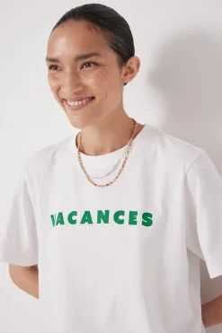 hush Tops & T-Shirts|Vacances Graphic Cotton T-Shirt White