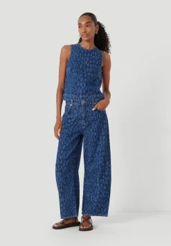 hush Tops & T-Shirts|Valerie Leopard Print Denim Shell Top Mid Blue